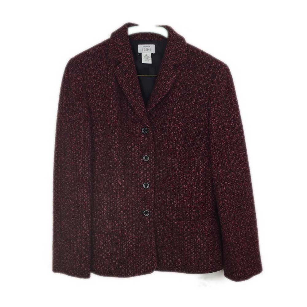 LOFT Red Black Textured Blazer -K10P